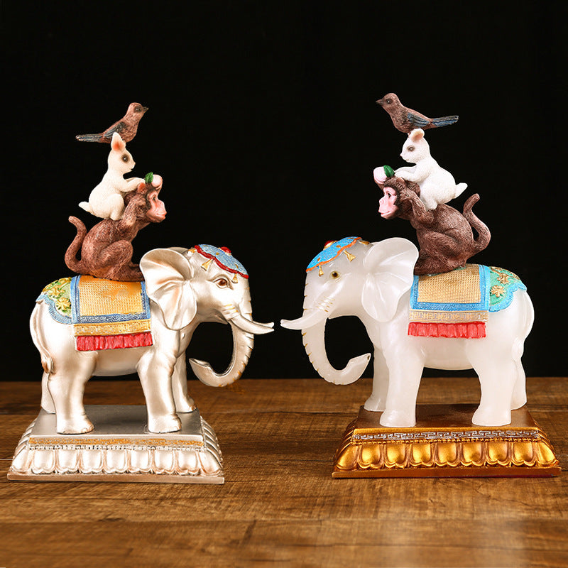 Elephant Ornaments Painted Tibetan Auspicious Four Rui