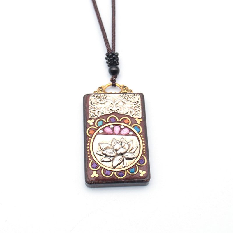 Tibetan Thangka Vintage Necklace Blackwood