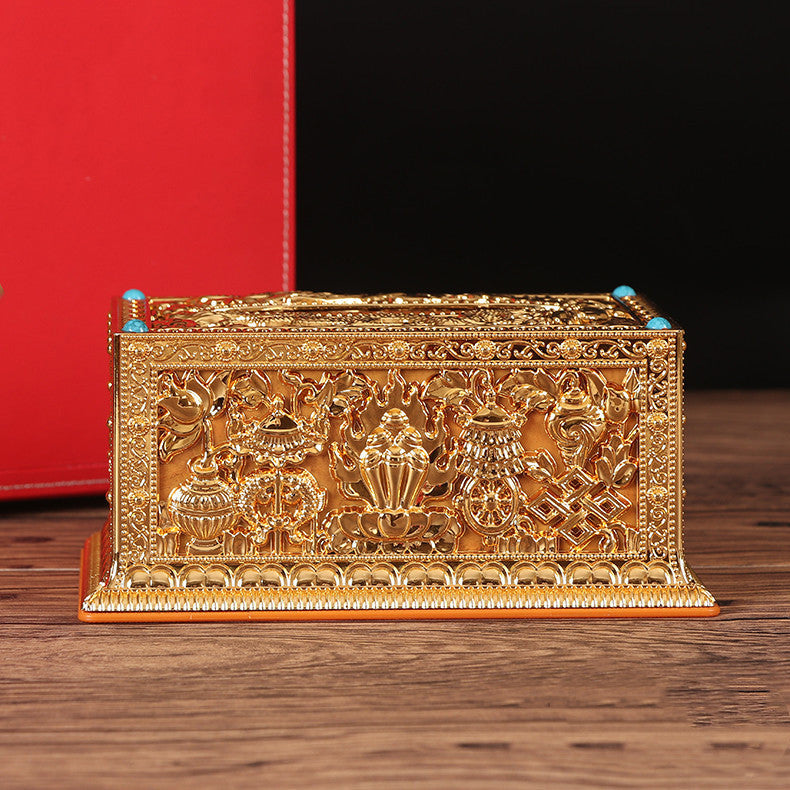 Manufacturer's Special Price Tibetan Tantric Buddhism Eight Auspicious Tissue Box Living Room Dining Room Car Small Tissue Box