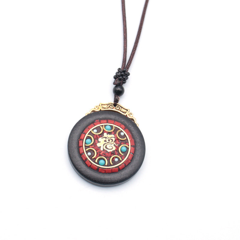 Tibetan Thangka Vintage Necklace Blackwood