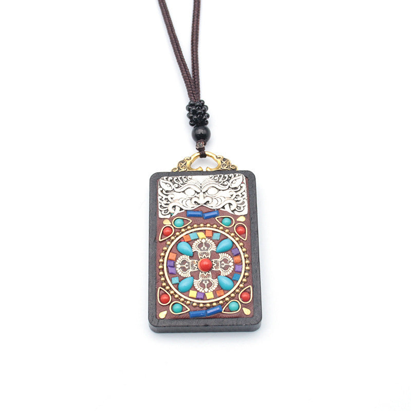 Tibetan Thangka Vintage Necklace Blackwood