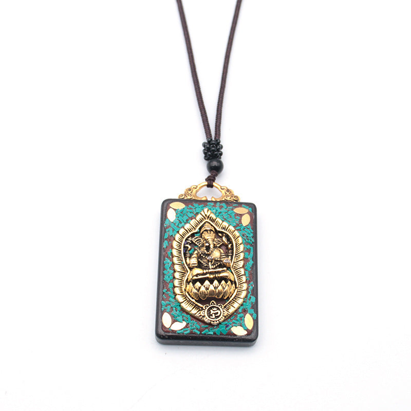 Tibetan Thangka Vintage Necklace Blackwood